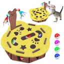 Interactive Felt Cat Maze Box with Cartoon Cat-Shaped Post, Fish-Shaped Puzzle ExerciseHide Seek Moving Toy for Cats, Mental Enrichment Self-Play Toy Encourages Hunting Instincts with 4 Balls