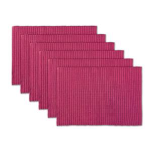 100% Cotton Ribbed Placemats - Set of 6-13 x 19 Inches - Fuchsia/Bright Pink - Everyday Basic Fabric Table Mats - Thick Construction, Washable Cloth Place Mats - by AVKA Studio