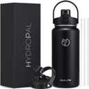 Half Gallon Insulated Water Bottle with 2-in-1 Chug/Straw Lid, 40/64oz Double Walled Vacuum Stainless Steel Water Jug