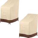 Vailge Stackable Patio Chair Cover,100% Waterproof Outdoor Chair Cover, Heavy Duty Lawn Patio Furniture Covers,Fits for 4-6 Stackable Dining Chairs,2 Pack-36 Lx28 Wx47 H,Beige&Brown