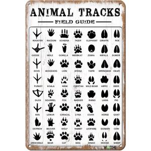 Funny Retro Metal Tin Sign Animal Tracks Field Guide Farmhouse Home RusticWoodland DecorBoy Nursery Decor8x12 In
