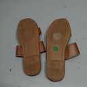 Katliu Women's Flat Sandals Two Strap Slide Sandals Open Square Toe, Brown US 7