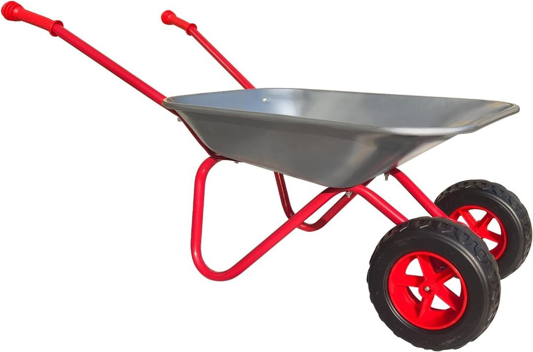 Kids Wheelbarrow Set,Toddler Wheelbarrow,Children Metal Wheelbarrow Toy for Kids Gardening Tool Small Wheel Barrow Wheel Barrel All Seasons Gift Indoor Outdoor Silver (Silver)