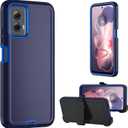 for Motorola Moto G Power 5G 2024 case,Heavy Duty case,with Belt-Clip and Tempered Glass Screen Protector, [Military Grade Protective ] [Shockproof] [Dropproof] [Dust-Proof] (Dark/Blue)