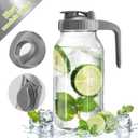 Mason Jar with Pour Spout Lid V-shaped, 64 oz Iced Tea Pitcher with Lids Double Leak Proof, 2 Quart Drink Pitcher for Breastmilk, Sun Tea, Juice, Coffee Creamer, Juice Containers (Gray)