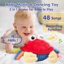 hahaland Baby Toys 6-12 Months - Bouncing Singing Crab Crawling Dancing Jumping Crab Baby Boy Girl Gift for 6 7 8 9 10 11 12 18 Month Musical Tummy Time Sensory Toddler Toys 1 Year Old Birthday Gift