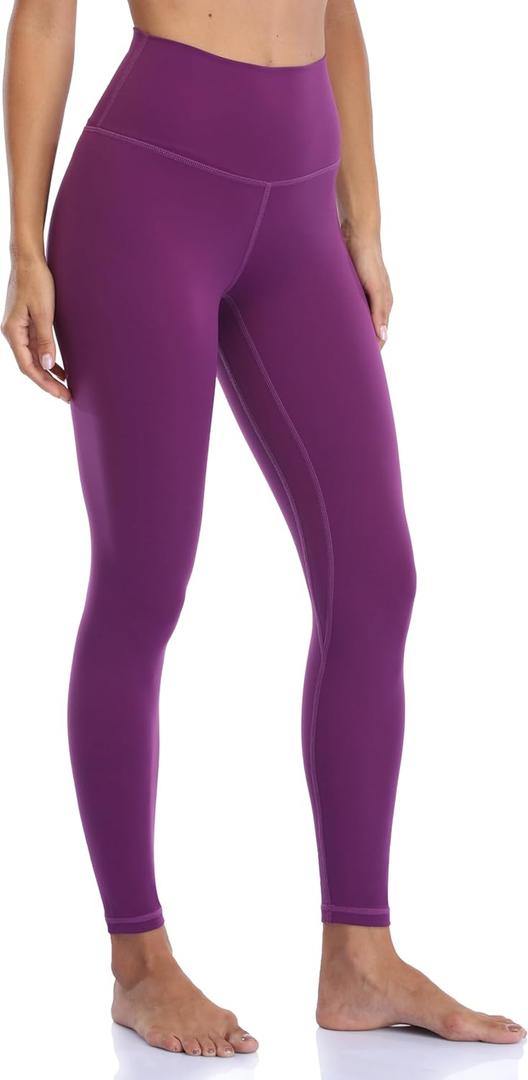 YUNOGA Women's Ultra Soft High Waisted Seamless Leggings Tummy Control Yoga Pants (Large, Purple)
