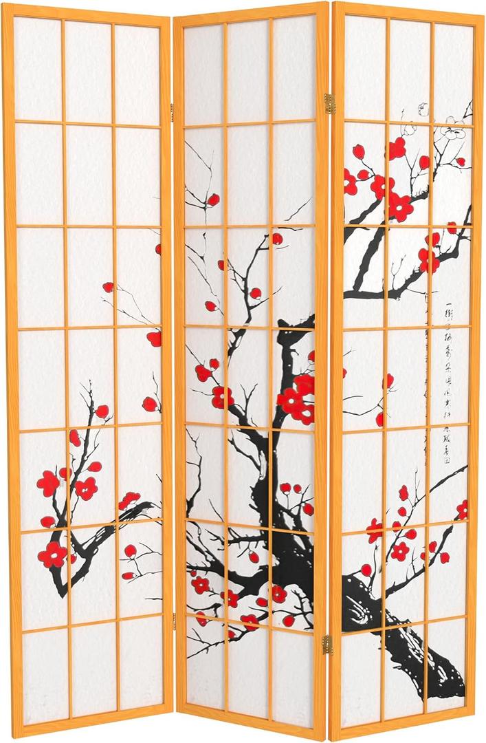 Red Lantern 6 ft. Tall Flower Blossom Divider - Honey - 3 Panels
