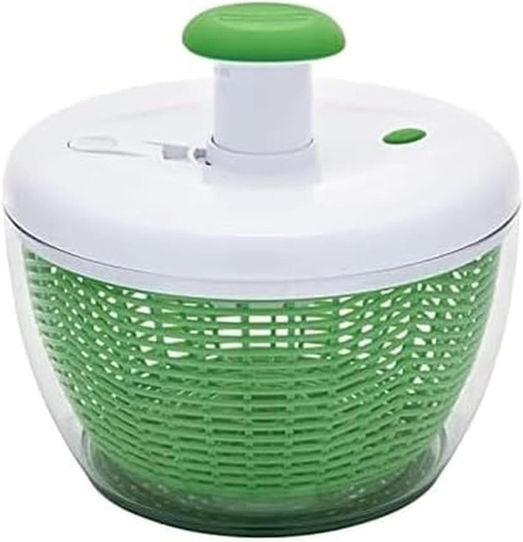 Farberware Easy to use pro Pump Spinner with Bowl, Colander and Built in Draining System for Fresh, Crisp, Clean Salad and Produce, 6.6 quart, Green