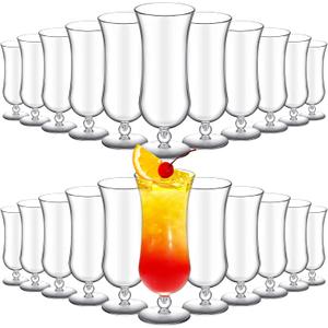 Lallisa 24 Pcs Shatter Resistant Clear Plastic Pina Colada Cocktail Glasses - 15 oz Tulip Milkshake Cups for Beer, Juice, Margarita