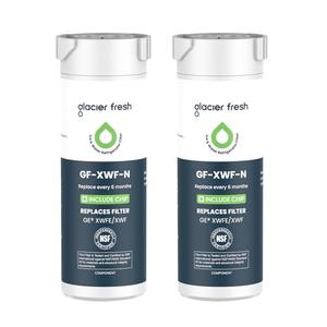 GLACIER FRESH Water Filter Compatible with XWFE (Built-in CHIP), Replacement for GE XWFE, XWF Refrigerator Water Filter NSF/ANSI 42 Certification Pack of 2