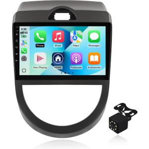 2+64G Android 14 Double Din Car Stereo for Kia Soul 2010-2013 with 9 Inch Touchscreen, Wireless Carplay/Android Auto, GPS, Bluetooth, FM/AUX-in, Steering Wheel Controls, Backup Camera