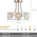Brushed Nickel Semi Flush Mount Ceiling Light, 11.8" Foyer Lighting Fixtures, 3-Light Modern Glass Entryway Hallway Light Fixture for Dining Room Kitchen Bedroom Laundry Room