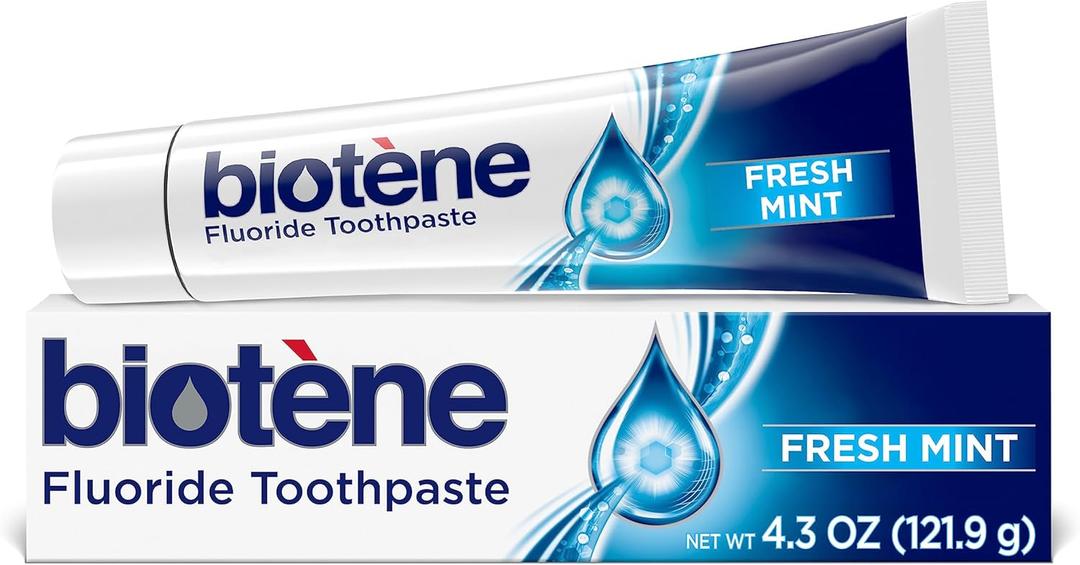 Biotne Fluoride Toothpaste for Dry Mouth Symptoms, Bad Breath Treatment and Cavity Prevention, Fresh Mint - 4.3 oz, 2 Pack
