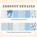 Insert Cardstock for Clear Case - 12 PCs Blue Back Skin Decal Compatible with Kindle Paperwhite 11th 12th Generation 6.8" Floral Card Accessories for E-Reader Book Lover Reader Gifts