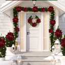 vensovo 5 Inch Red Christmas Poinsettia Flowers for Tree - 12PCS Deep Red Christmas Tree & Wreath Floral Decorations for Holiday DIY, Gift Wrap & Home Decor