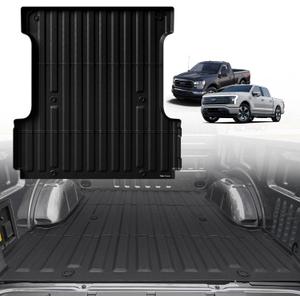 TripleAliners Truck Bed Mat Compatible with 2015-2025 Ford F150 & Lightning Accessories 5.5FT Flush All Weather Protection TPE Heavy Duty Pickup Cargo Mat