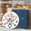 5 x Deer Christmas Ornament 2025 - Funny Gifts for Men, Women, Friends, Coworker, Double Sided Ceramic Deer Hunting Ornament as Gift for Nature Lover Woman, Animal Lover Gifts
