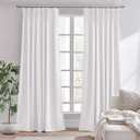 jinchan Pinch Pleated White Curtain - 84 Inch Length, Light Filtering, Bedroom & Living Room Curtain, 1 Panel Texture Window Drape