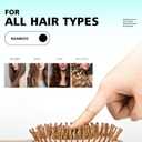 Combeter Bamboo Hair Brush and Comb Set (4PCS) Natural & Eco-Friendly Detangler Comb for Women, Men & Kid, Reduces Frizz, Promotes Healthy Hair Growth Wooden Paddle Brush with Scalp Massage