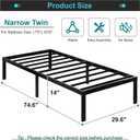 Maenizi Heavy Duty Narrow Twin Bed Frame No Box Spring Needed, 14 Inch Metal Platform Narrow Twin Bed Easy Assembly, Noise Free, 30x75 Inch, Black