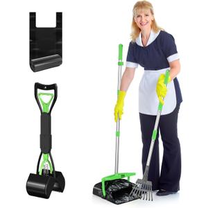 Pooper Scooper with Bag Attachment, 50 inches Long Handle Pooper Scooper, Poop Scooper for Dogs, Dog Poop Scooper for Yard, Pooper Scooper for Large Dogs Heavy Duty, Poop Scooper Bin & Rake