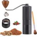 Manual Coffee Bean Grinder, Popsweeter C38 hand coffee grinder with Stainless Steel Conical Grinding Burr for Espresso, Pour Over, French Press, Moka, Americano, for Office Home Traveling Camping (Black)