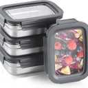 BEFOY 4PCS Stainless Steel Food Storage Container with Lids Bento Lunch Box Leak Proof & Airtight for Kitchen Meal Prep freezer Reusable & Stackable Oven Dishwasher Safe (650 * 4)