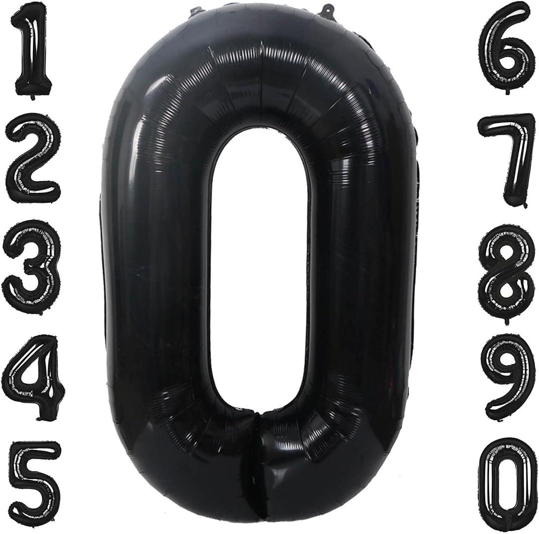 40 Inch Black Number 0 Balloons Helium Giant Black 0 Balloons for Birthday Party Decorations Anniversary Baby Shower Photo Shoot Supplies