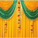 Baocicco 5x3ft Indian Traditional Backdrop Photography Yellow Green Curtain Wreath Photography Background Indian Festival Decors Wedding Banner Bridal Shower Decors for Couple Bride Studio Props