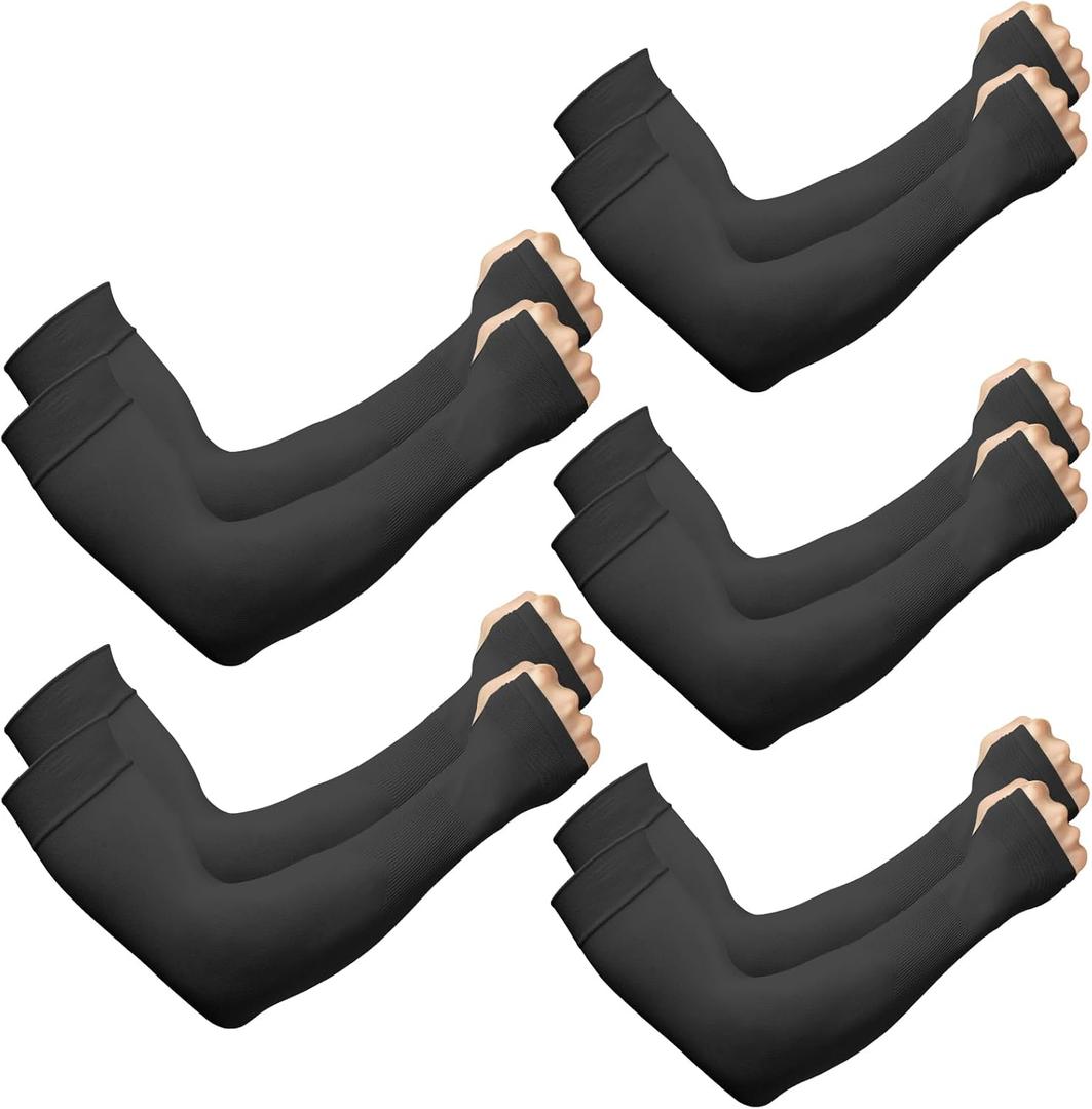 Arm Sleeves for Men Women Upf 50 Compression Arm Sleeve for UV Blocking Protection (Style 01-5 Pcs : 5-black)