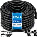 Automotive Wire Loom Flame Retardant Split Wire Loom Tubing Assortment Wiring Loom Kit Plastic Cover Electrical Covering Conduit Protective Wire Wrap Cable Sleeves Black 1/2" x 125 Ft