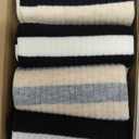 Striped Cotton Crew Socks for Women with Seamless Toe, Cute Casual Womens Socks, Athletic Running Socks for Sport, Office, Home, School, 4 Pairs, Size 6-9