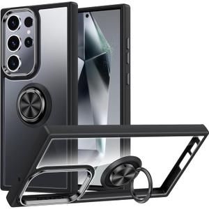 Silverback for Samsung Galaxy S25 Ultra Case Clear with Ring Stand, Shockproof Protective Slim Lightweight Phone Case for Galaxy S25 Ultra, Black Clear