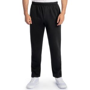 Fruit of The Loom Mens Eversoft Fleece Open Bottom Sweatpants with Pockets, Relaxed Fit, Moisture Wicking, Breathable (Black)