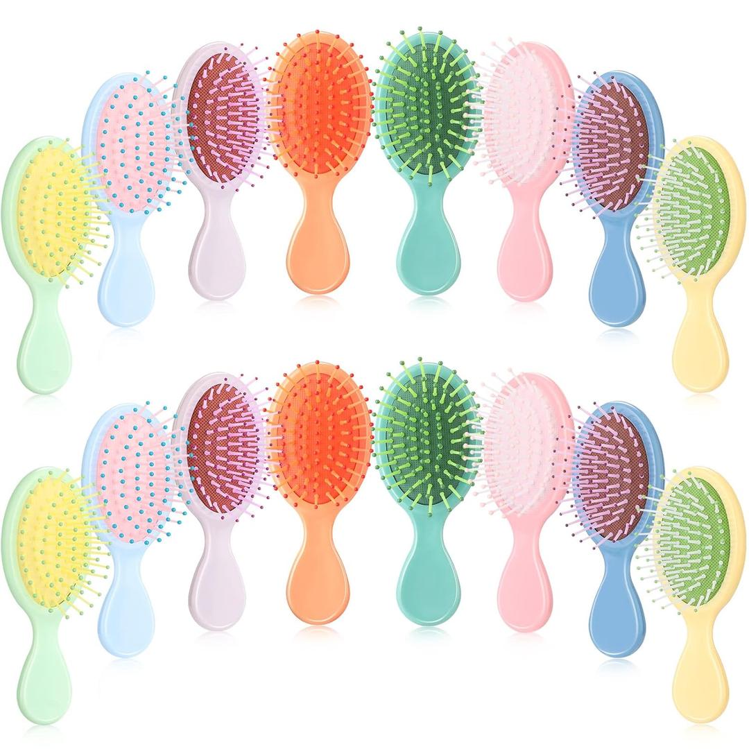 24 Pcs Mini Brush Hairbrush for Kids Girls Little Travel Hairbrush Mini Hair Brush Detangling Soft Bristles Hair Brush for Most Hair Types Smoothing with Ease Knots (Fresh Colors)