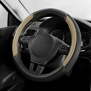 Skechers Air-Cooled Steering Wheel Cover,Leather Car Steering Wheel Cover Universal Fit 14" 1/2-15" Car Wheel Protector for Men Women Fit Suvs,Vans,Sedans,Car,Trucks,Beige