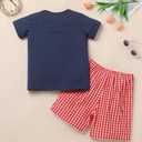 IMEKIS Back to School Outfits for Boy: First Day of School Outfit Boys Kindergarten Apple Shirt Top with Shorts Matching Sets Picture Day Outfits for School Toddler Kids Preschool Navy Blue 5-6 Years