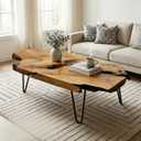 Natural Wood Coffee Table, Live Edge Coffee Table for Living Room, Unique Desktop, Large