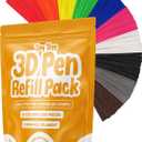 Toy Tree 300 Piece 3D Pen Refill Pack | Compatible with The 3Doodler Start+ Only | 10 Vibrant Colors of Safe Low Temperature PCL Filament 2.5mm Thick | Not Compatible with Other 3D Pens
