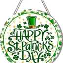 St. Patrick's Day Wreath 12 Inch Clover Porch Wreaths Happy Saint Patrick Wreaths Decor Hanging Sign Reversible Wooden Front Door Wreath for Holiday Home Door Wall Decorations Indoors Outdoors 1 Pcs
