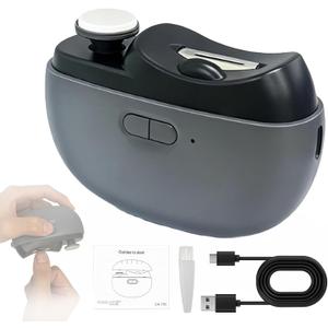 Electric Nail Clipper - 3 in 1 Upgraded Smart Trimming & Polishing Nail Clipper with 2 Adjustable Speeds, LED Light & Chip Collecting Box, Suitable for Adults, Elderly (Gray）