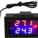 Keenso Digital Display Microcomputer Thermostat, Temperature Controller Switch with Sensor DC12V for Home Heating, Cooling, and Pet Habitats