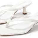 LULLASONG Women's Kitten Heels Sandals Square Open Toe Flip Flop Heels 1.8-2 Inch Heeled Sandals for Women (White) 7.5