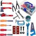 21 Pieces Kids Toy Tool Set and Power Play Tools, Construction Toys Working Tools Educational Pretend Role Play Set with a Handy Storage Box and Portable Sturdy Ideal Gifts Toolkit for Toddlers