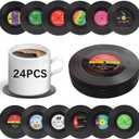 24 PCS Funny Retro Vinyl Record Coasters Music Gift,Bars,Birthdays, Parties for Music Lovers Colorful Coaste,Home Decor Housewarming and Wedding Decorations Gifts Ideas