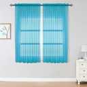 OWENIE Sheer Curtains 63 inch Length 2 Panels Set, Rod Pocket Voile Fimly Sheer Drapes for Living Room/Bedroom, 2pcs, Each 42" W x 63" LMarine Blue