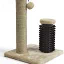 Amazon Basics Cat Scratcher - Indoor Classic Single Cat & Kittens Scratching Post with Brush, Small (16.5" H) - Beige