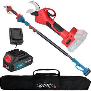 2-in-1 Electric Pruning Shears Cordless with Pole, 20V Cordless Pruning Shears,4.0Ah Battery Operated Pruning Shears, 9.3Ft -Up to 15.3Ft Telescopic Electric Shears for Gardening JOVANT