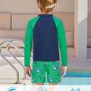 Boys Long Sleeve Rash Guard Swimsuit Kids 2-Pieces Bathing Suits Set (10-12 Years, Grass Green)